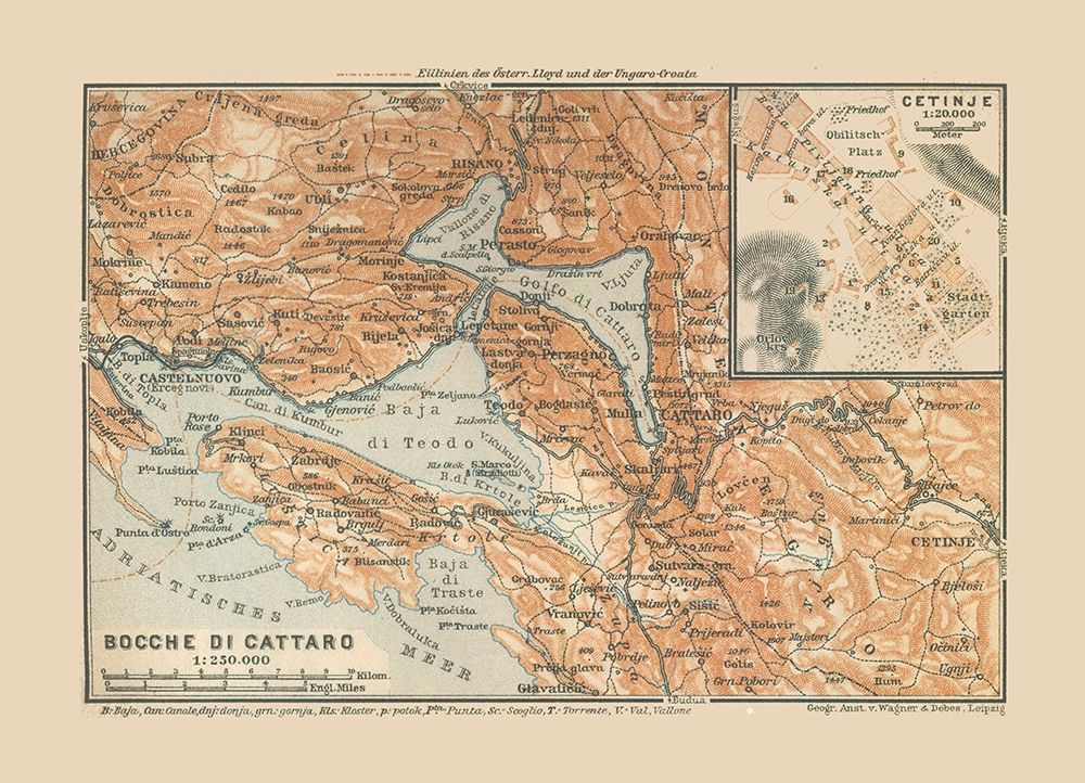 Europe Bay of Kotor Montenegro - Baedeker 1910