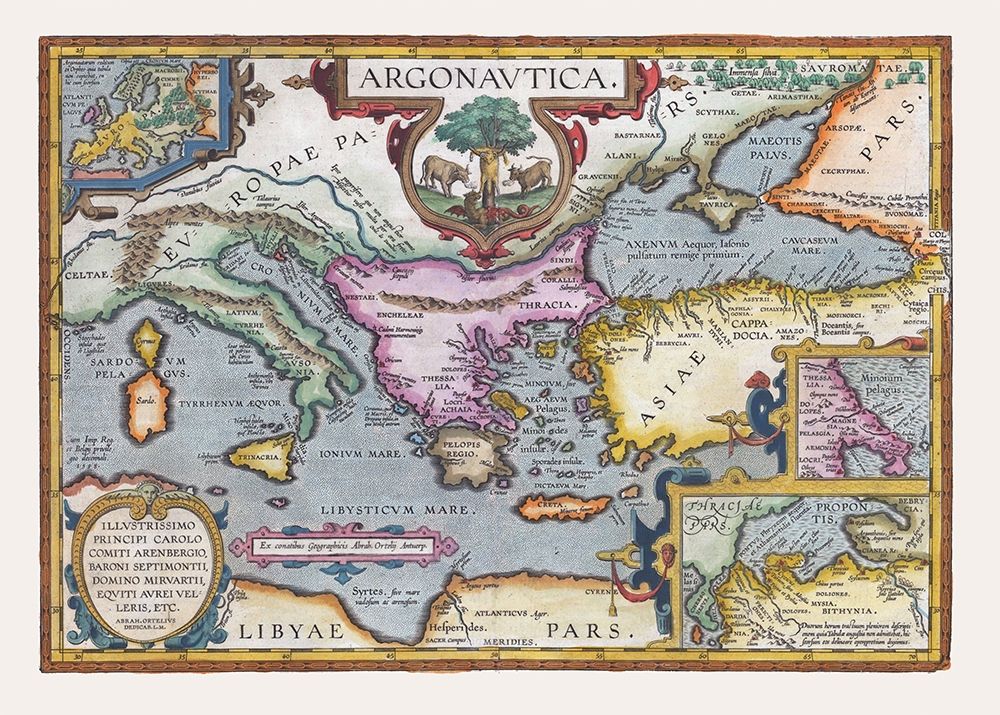 Argonauts Mideterranean Sea Europe - Ortelius 1570