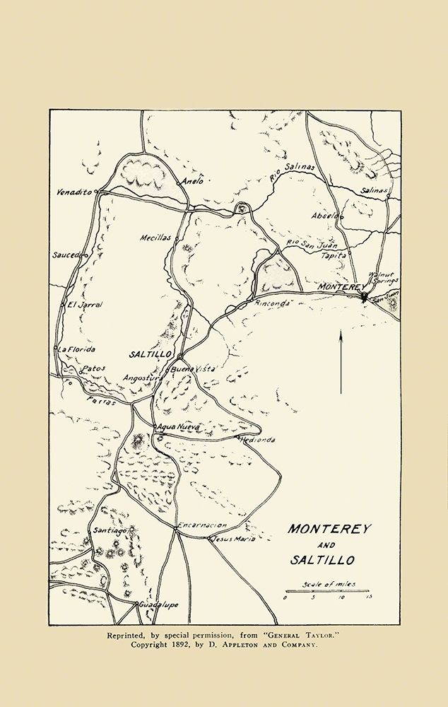 Monterey and Saltillo Map From Gen.Taylor 1892