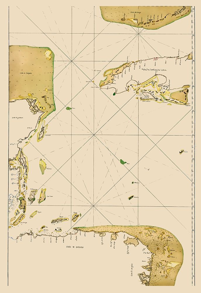 Caribbean Sea Mexico Honduras Cuba - 1700