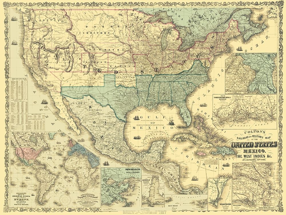West Indies United States Mexico - Colton 1862