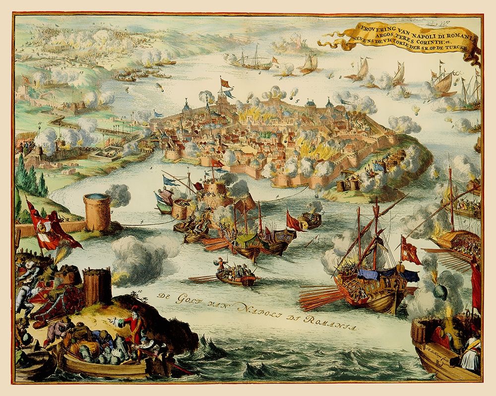Nafplio Conquest Greece - DeHooghe 1686