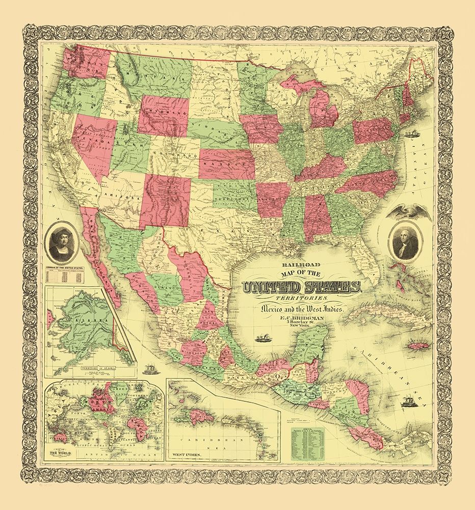 United States, Territories, Mexico, Caribbean 1872