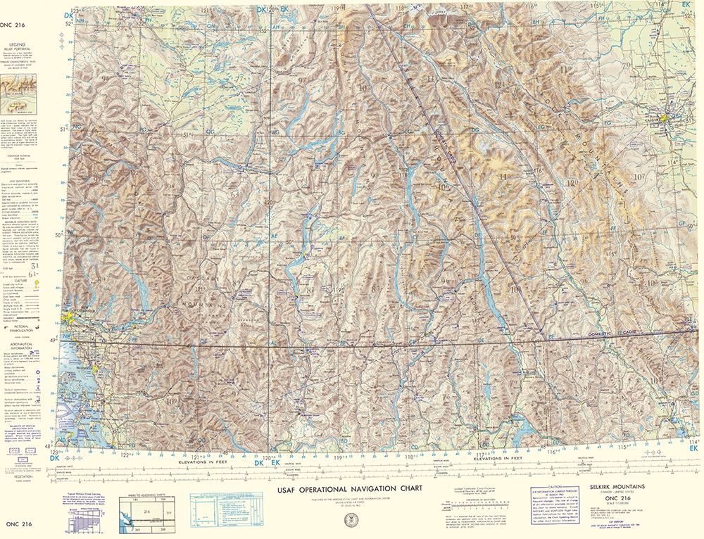 Selkirk Mountains Aeronautical Sheet - USAF 1963