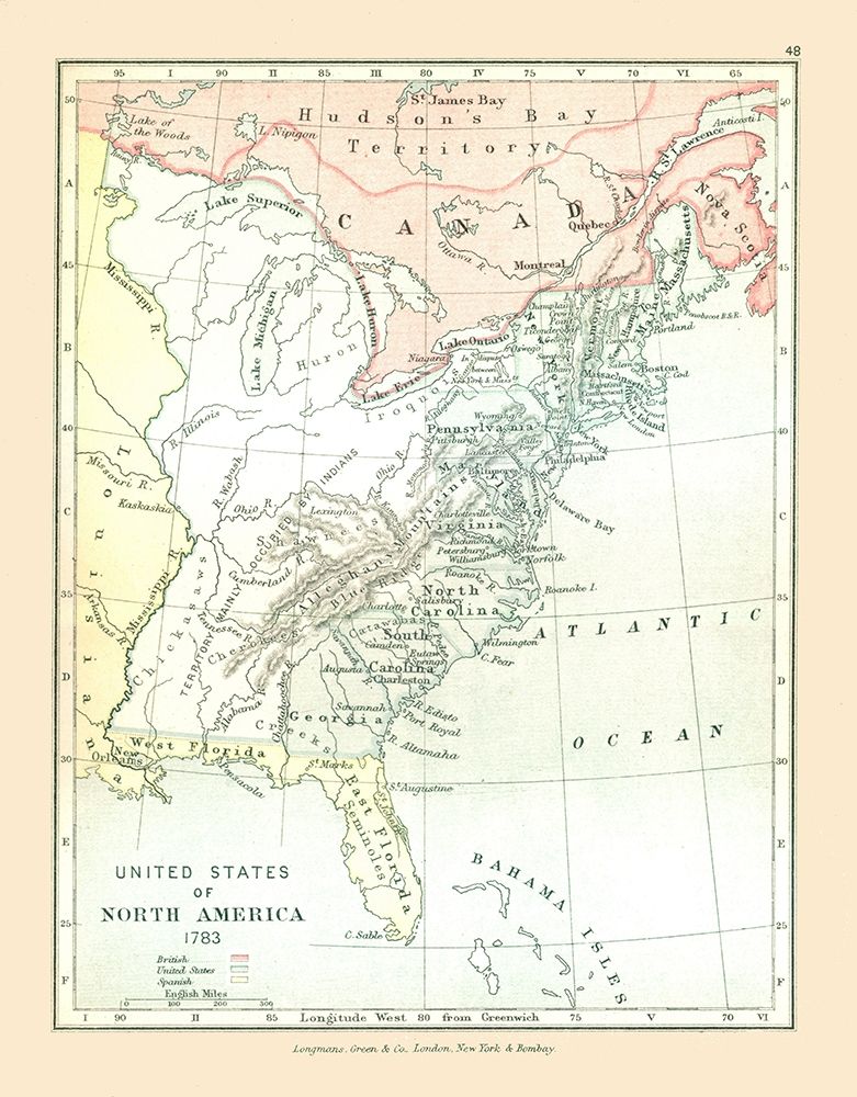 North America in 1783 United States Canada