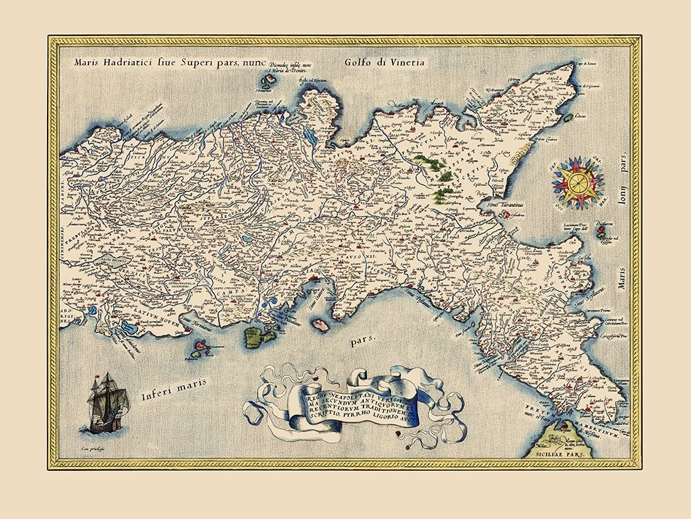 Neopolitan Region Italy - Ortelius 1574