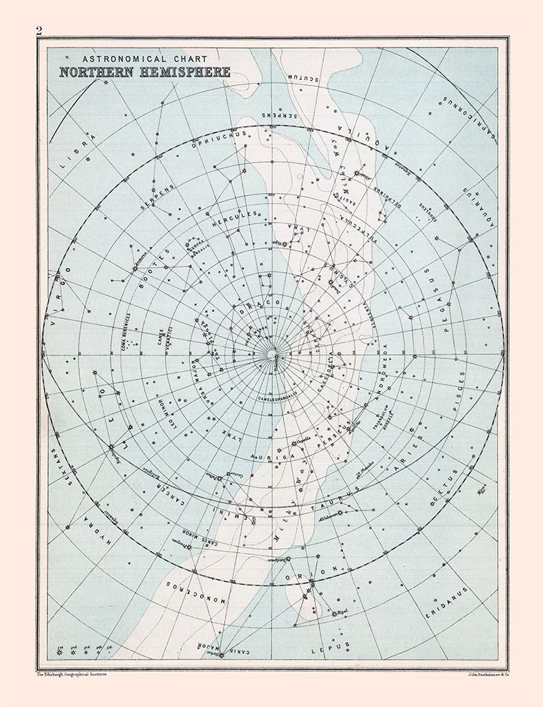 Chart Northern Hemisphere - Bartholomew 1892