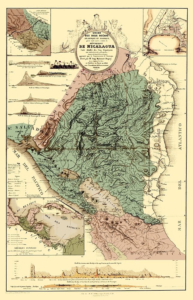 Central America Nicaragua Canal Topographic