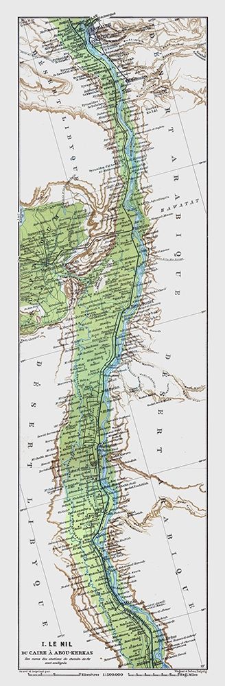 Nile Cairo to Abu Qurqas Egypt - Baedeker 1913