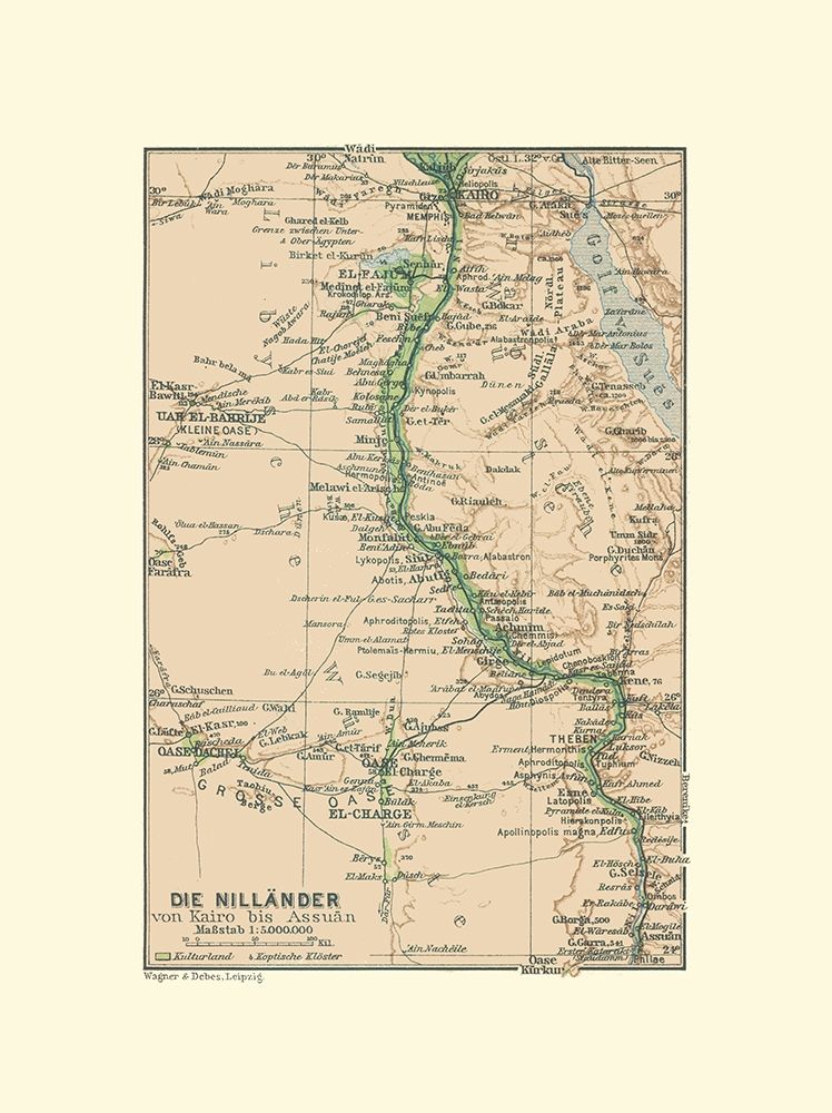 Nile Cairo to Aswan Egypt - Baedeker 1913
