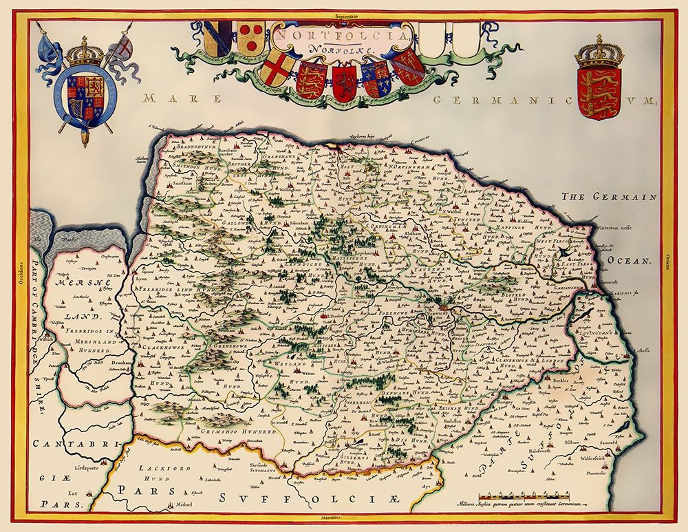 Norfolk England - Blaeu 1646