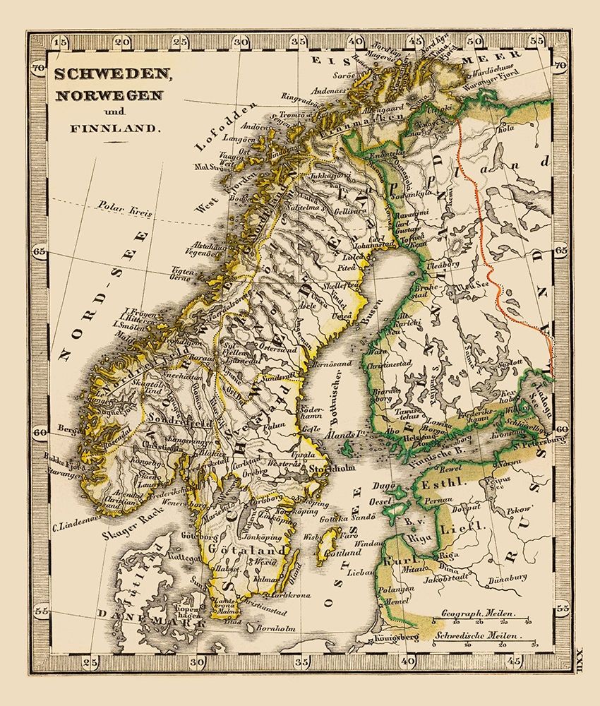 Scandinavia Norway Sweden Finland - Stieler 1852