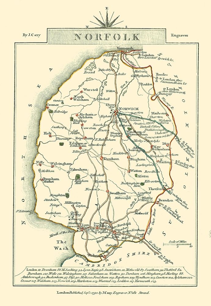 Norfolk County England - Cary 1792