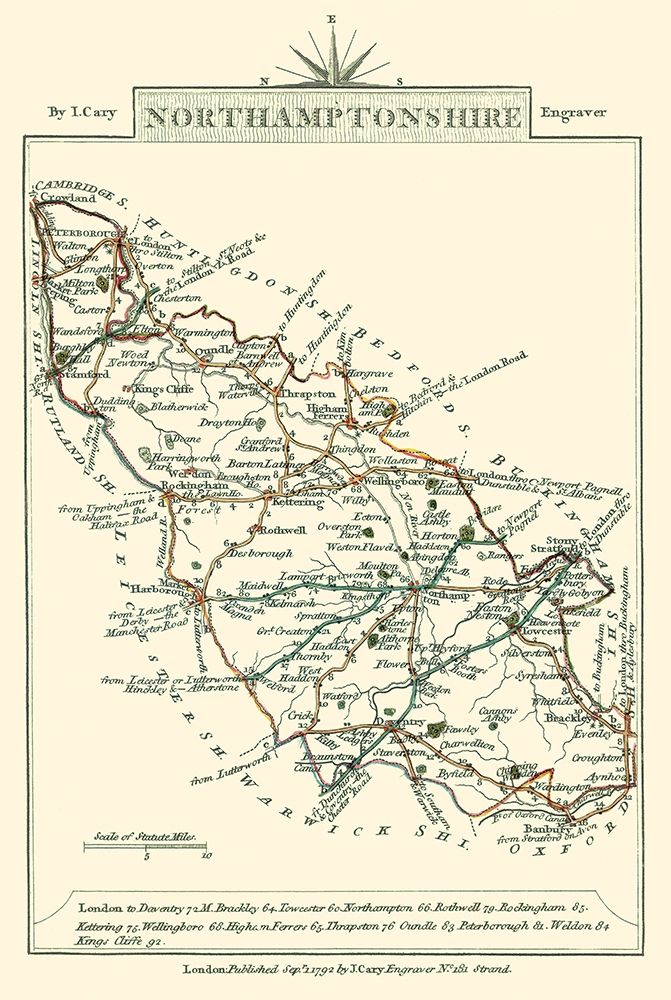 Northamptonshire County England - Cary 1792