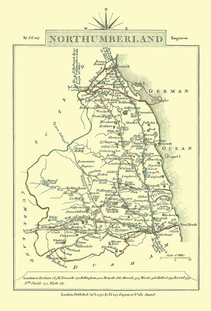 Northumberland County England - Cary 1792
