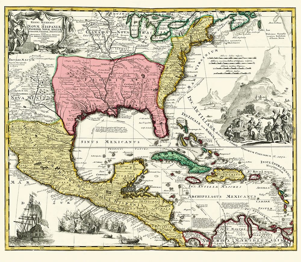 Central America New Spain Mexico - Homann 1732