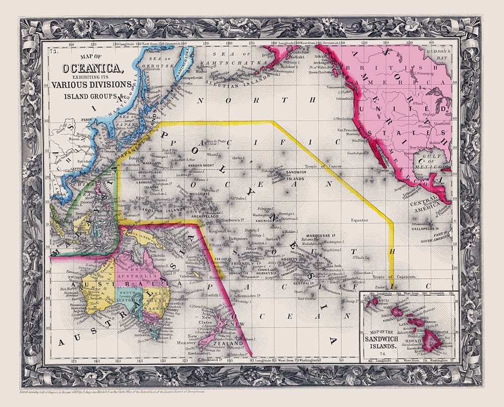 Oceania Divisions Island Groups - Mitchell 1860