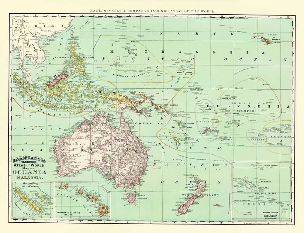 Oceania Malaysia - Rand McNally 1892