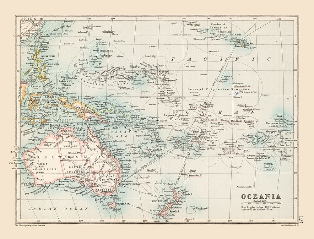 Oceania Sea Depth - Bartholomew 1892