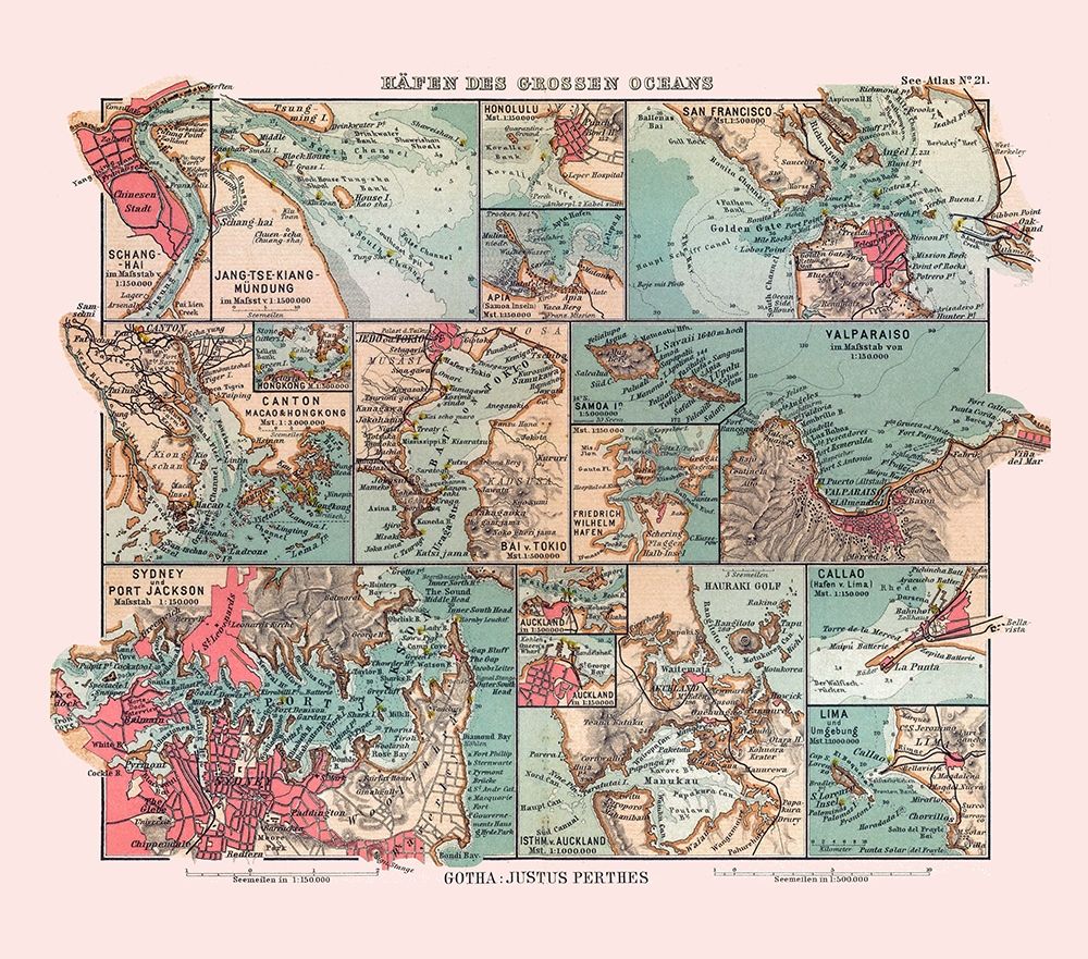 Major Ports Oceans - Perthes 1914