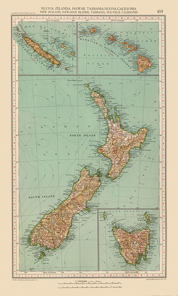 Hawaii New Zealand New Caledonia Tasmania - Santini 1794