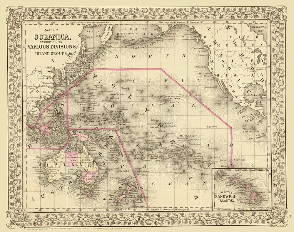 Oceania Island Groups - Mitchell 1879