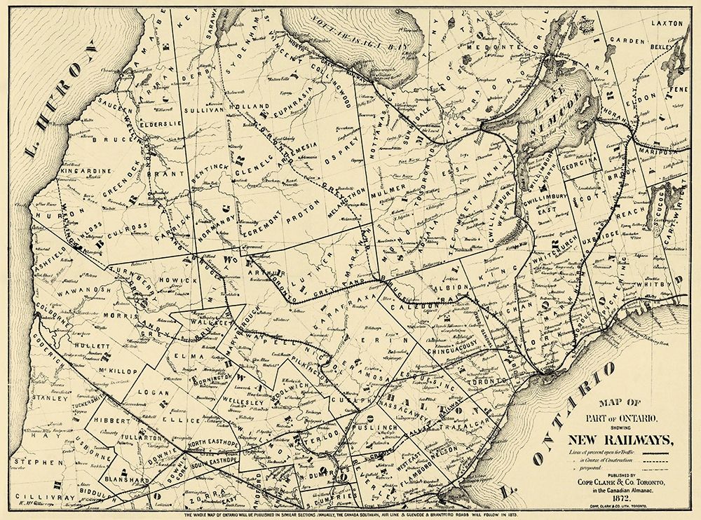 Ontario Canada Railroad - Copp 1872