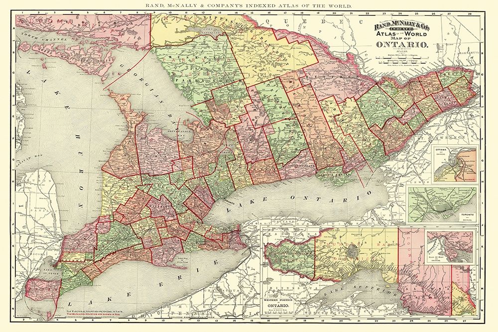 Ontario Canada - Rand McNally 1892