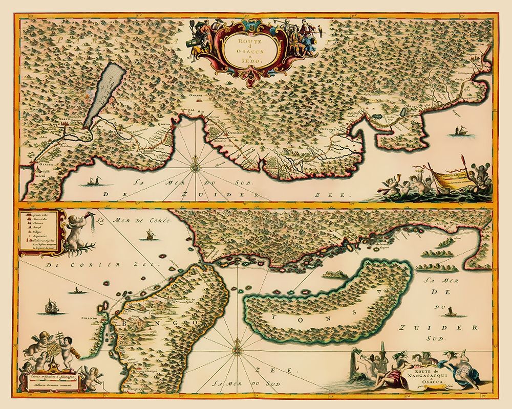 Osaka to Tokyo Route Japan - Van Meurs 1669