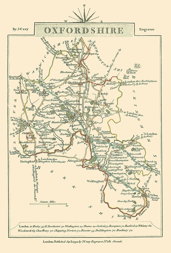 Oxfordshire County England - Cary 1792