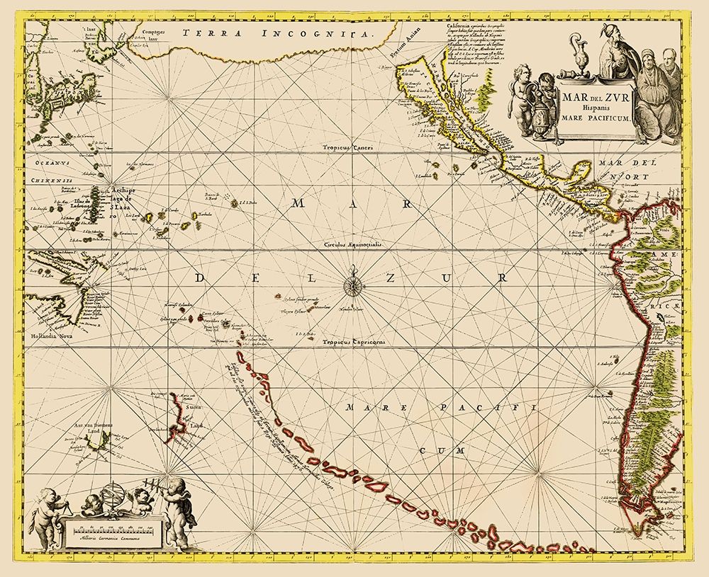 Pacific Ocean Chart - Jansson 1650