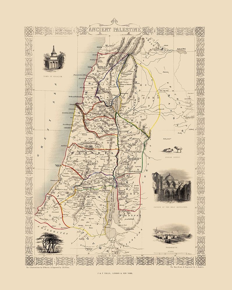 Ancient Palestine Israel - Tallis 1851