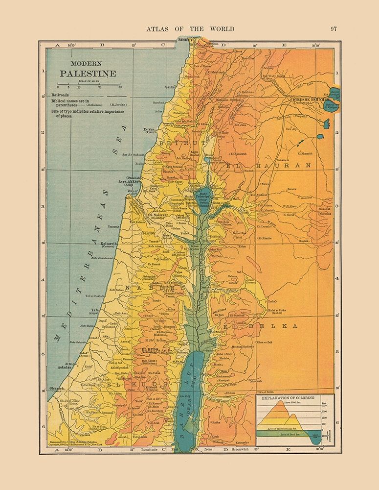 Middle East Elevation Palestine Israel