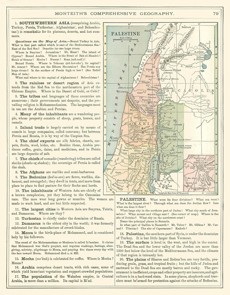 Middle East Palestine Israel - Monteith 1882