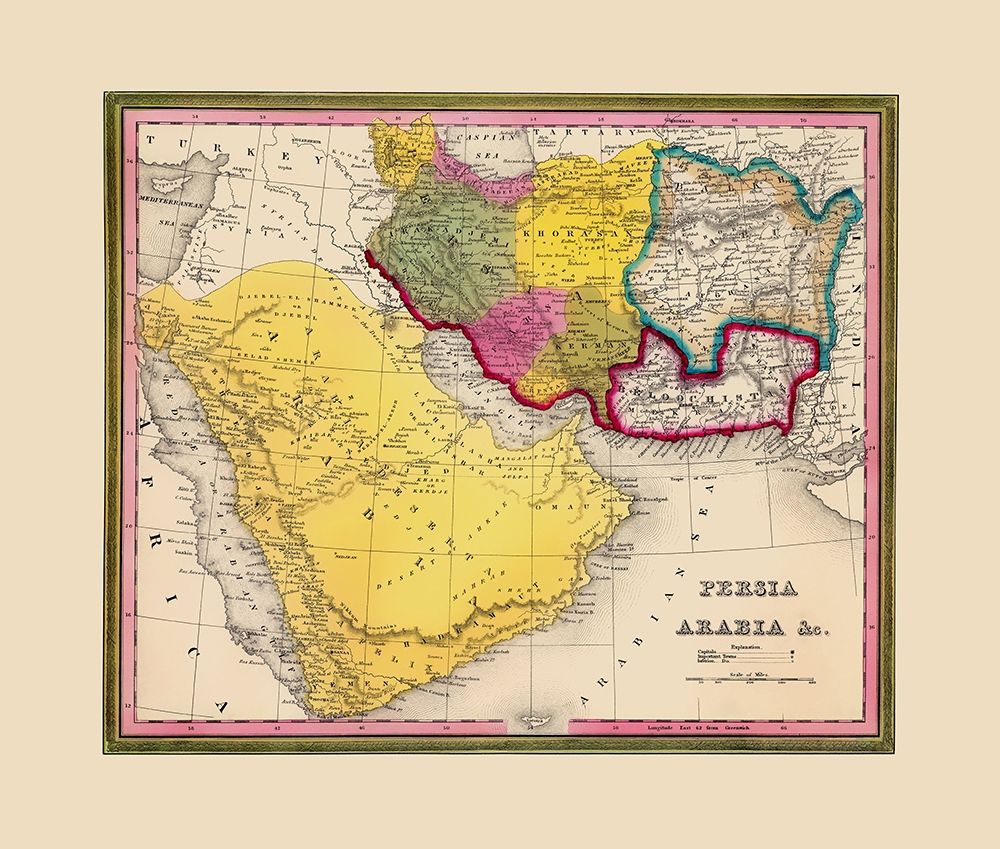 Middle East Persia Arabia Yemen - Mitchell 1846