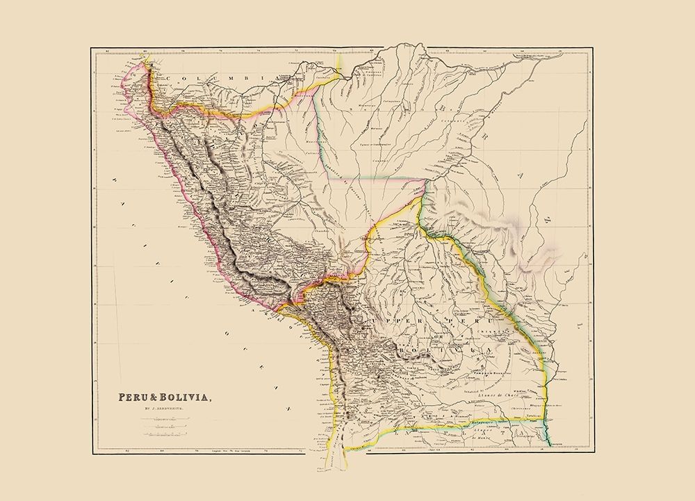 South America Peru Bolivia - Arrowsmith 1844