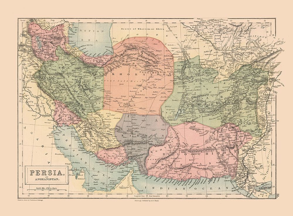 Middle East Persia Afghanistan - Black 1867