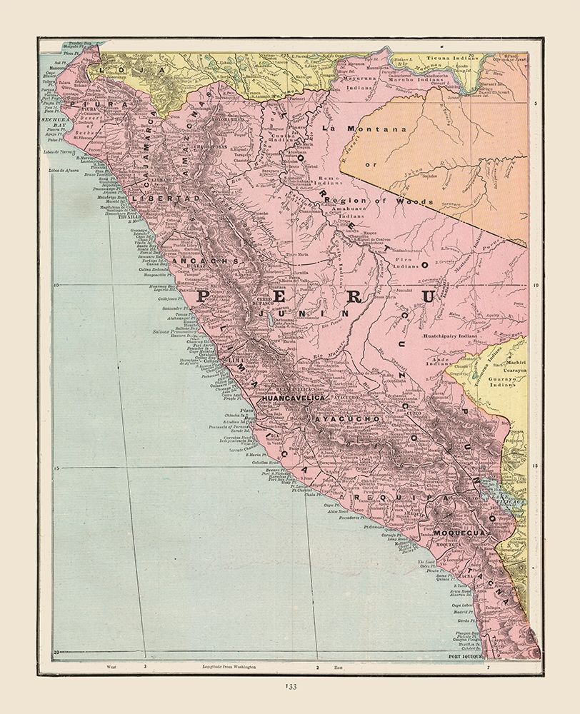 South America Peru - Cram 1892