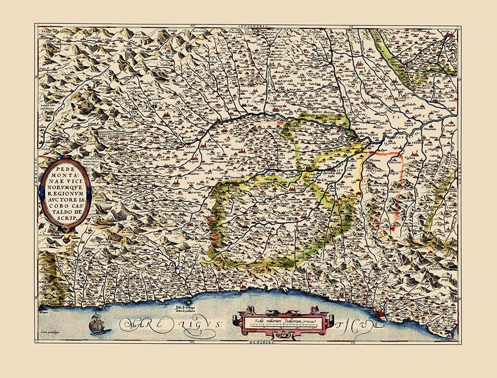 Piedmont Region Italy - Ortelius 1592