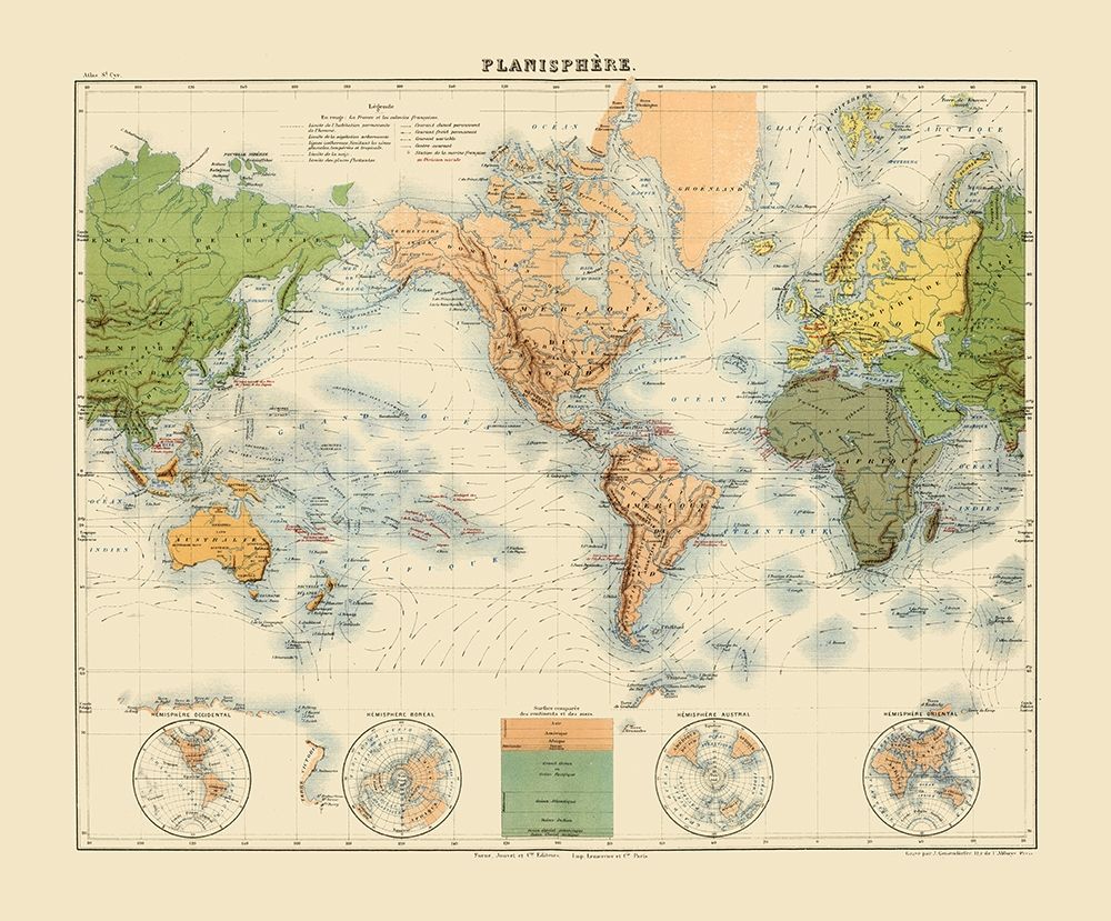 Planisphere - Jouvet 1882