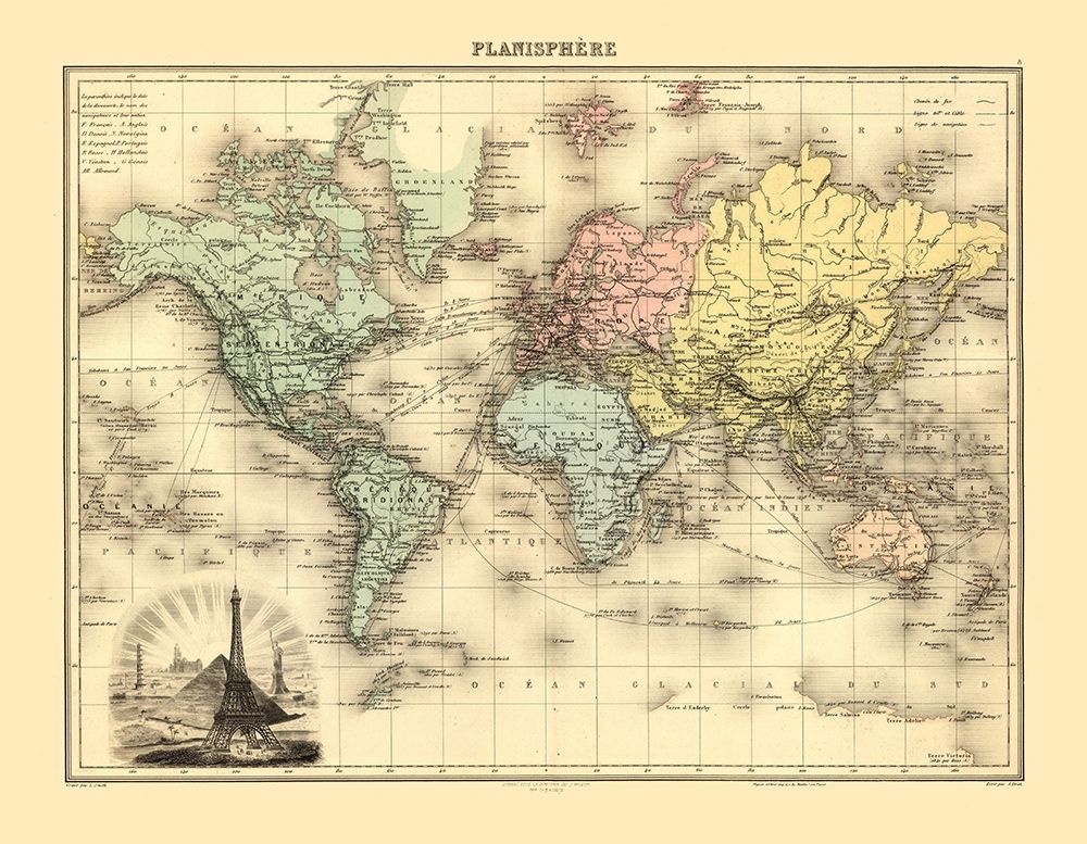 Planisphere - Migeon 1892
