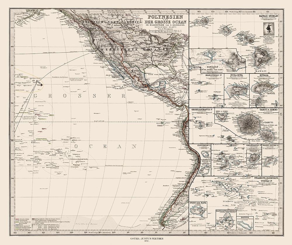 Pacific Polynesia Oceania - Petermann 1872