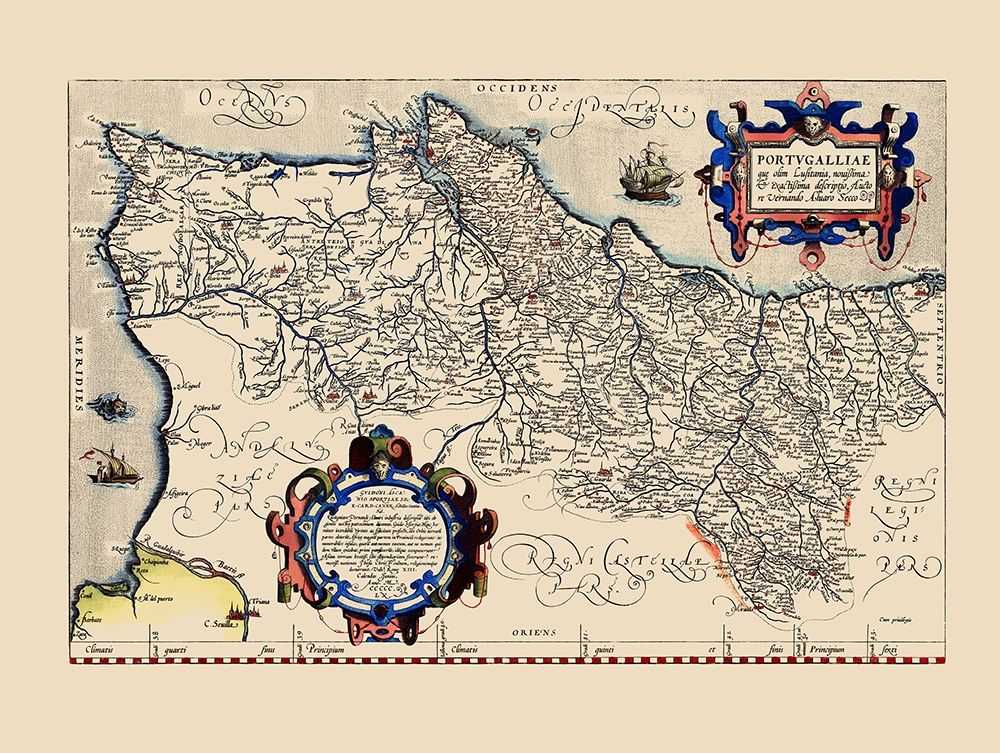 Iberian Peninsula Portugal - Ortelius 1570