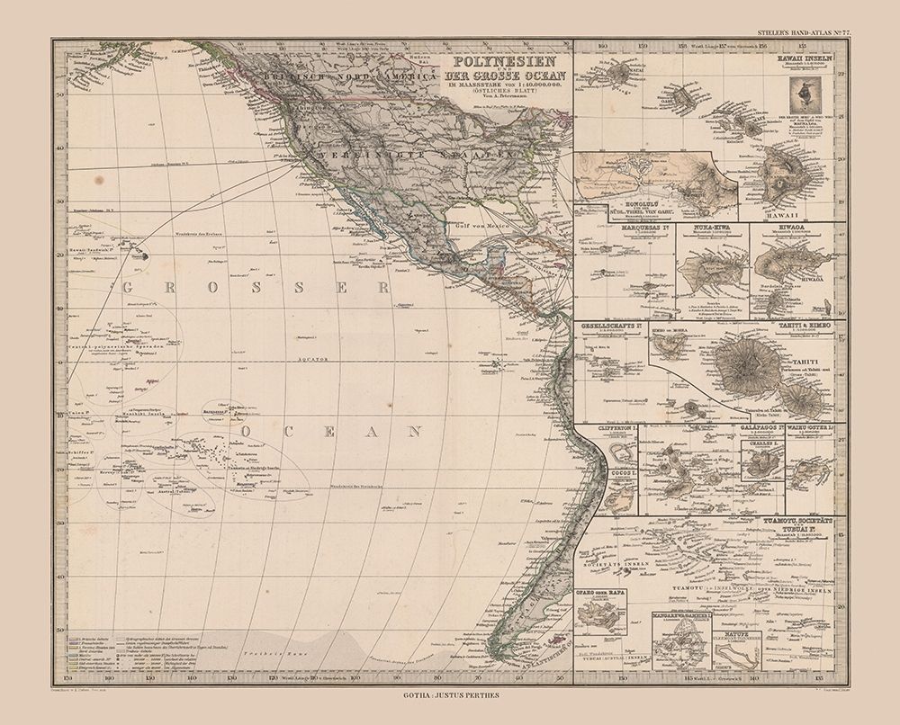 Oceania Polynesia East Pacific - Stieler 1885