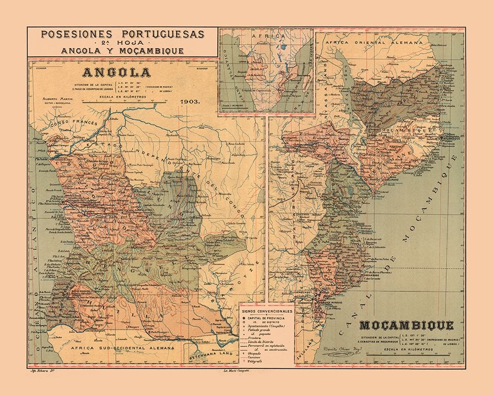 Portuguese Possessions Africa Mozambique Angola