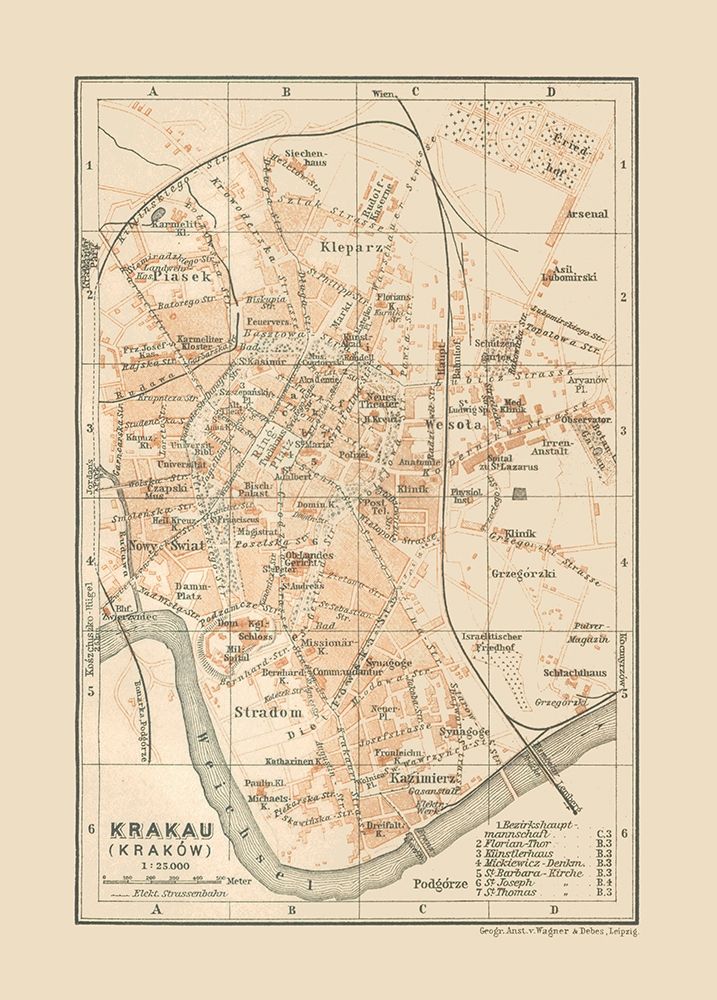 Europe Krakow Poland - Baedeker 1910