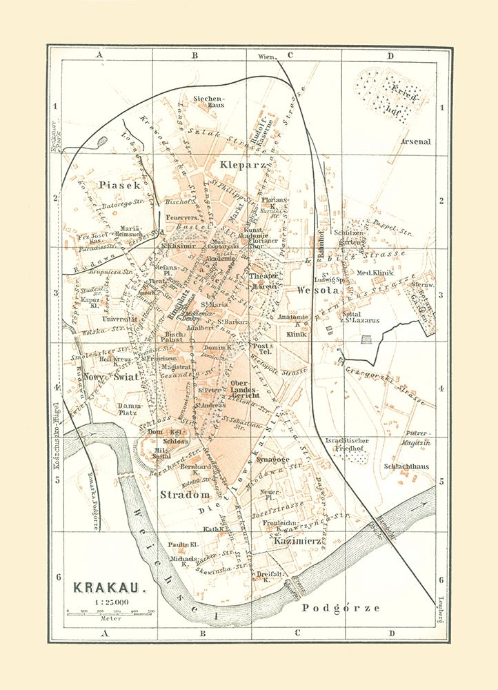 Europe Krakow Poland - Baedeker 1896