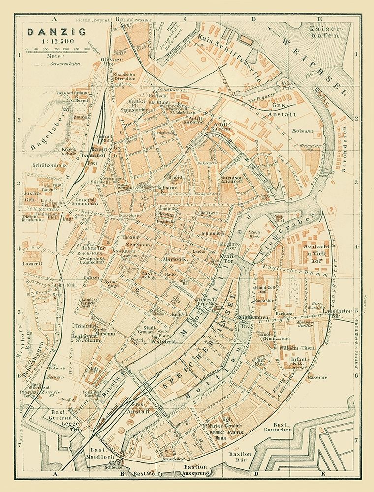 Europe Danzig Gdansk Poland - Baedeker 1914
