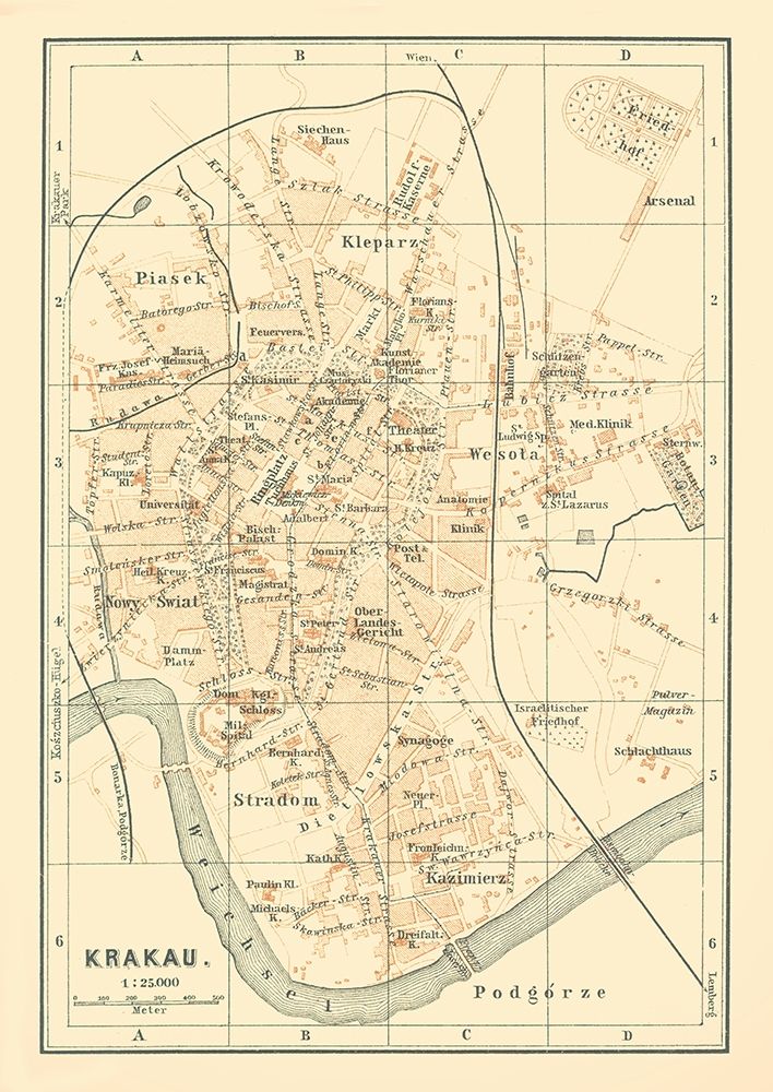 Europe Krakow Poland - Baedeker 1896