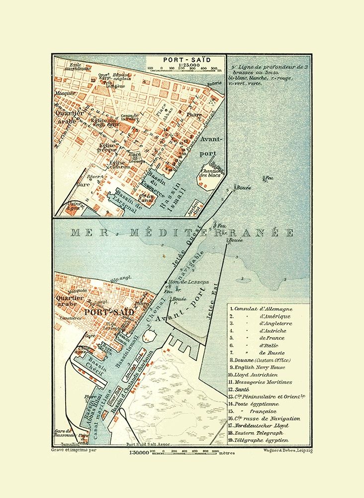 Port Said Egypt - Baedeker 1913